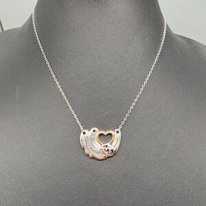 S925 Sterling Silver Open Heart Sloth Pendant Chain Necklace Everyday